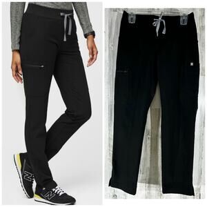 Figs Black Women's Pants with Gray Tie
